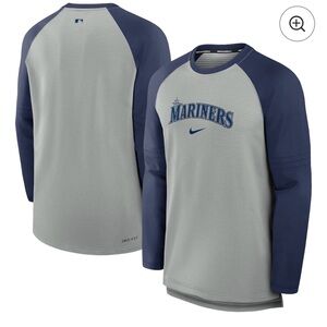 Nike Gray and Blue Mariners Long Sleeve Shirt